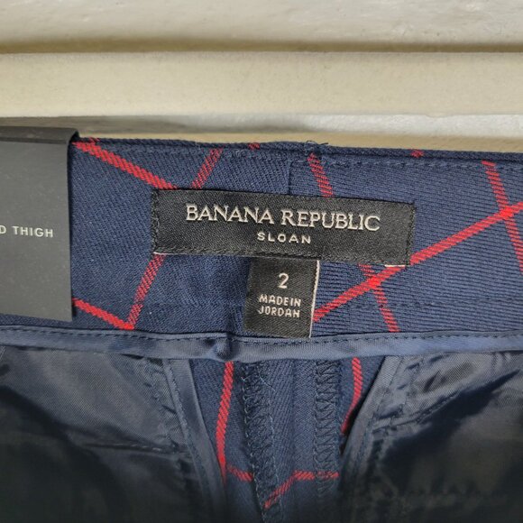 Banana Republic Women's Size 2 Ankle Pants Sloan Slimming Mid Rise Blue Red - Picture 5 of 6
